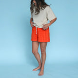 Ladies Terry Shorts - Blocks Rosso
