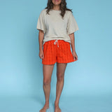 Ladies Terry Shorts - Blocks Rosso