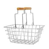 Metal Shopping Basket With Wooden Handle