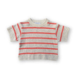 Knitted Terry Stripe Tee - Dune/Rosso