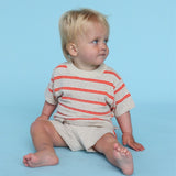 Knitted Terry Stripe Tee - Dune/Rosso