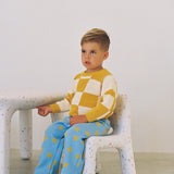 Holiday Pants - Blue + Mustard Stars