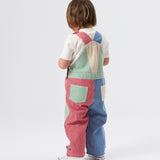 Patchwork Stripe Blake Overalls - Primary