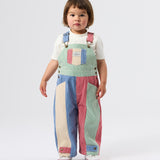 Patchwork Stripe Blake Overalls - Primary