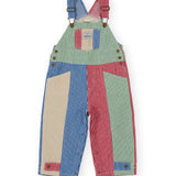 Patchwork Stripe Blake Overalls - Primary