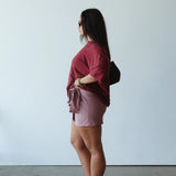 Athletic Linen Blend Tee - Burgundy