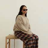 Vali check pant - brown/blue check *pre-order*