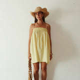 Dotty Dress | Butter yellow + Lilac | PRE-ORDER