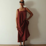 Juno Dress - Chocolate With Blue Polka Dots