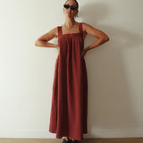 Juno Dress - Chocolate With Blue Polka Dots