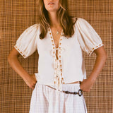 Gabby Tie Blouse - Cream