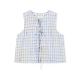 Camille Tie Top - Powder Blue Check
