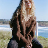 Liora Fluffy Cardigan - Espresso