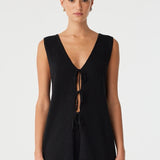 Poppy Reversible Longline Top - Black