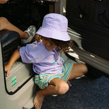 Pine Lime Stripe Terry Shorts- Kids