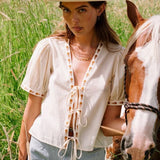 Gabby Tie Blouse - Cream