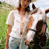 Gabby Tie Blouse - Cream