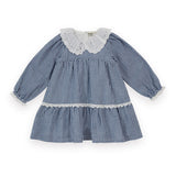 Gingham Collared Dress - Navy