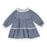 Gingham Collared Dress - Navy