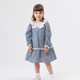 Gingham Collared Dress - Navy