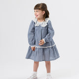 Gingham Collared Dress - Navy