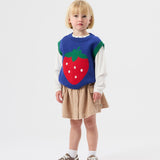 Jumbo Strawberry Knit Vest - Classic Blue
