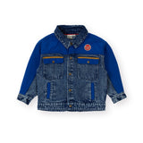 Colour Block Vintage Denim Jacket - Dark Denim