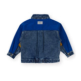Colour Block Vintage Denim Jacket - Dark Denim