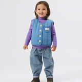 Reversible Chambray Button Vest - Vintage Blue