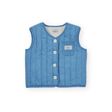 Reversible Chambray Button Vest - Vintage Blue