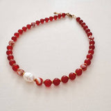 Carnelian Pearl Pebble Necklace