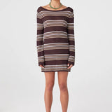 Nia Long Sleeve Mini Dress- Espresso Stripe