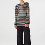 Alya Long Sleeve Mini Dress - Merlot Stripe