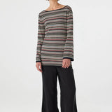 Alya Long Sleeve Mini Dress - Merlot Stripe