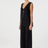 Poppy Reversible Longline Top - Black