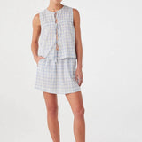 Camille Tie Top - Powder Blue Check