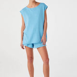 Poppy Tie Side Top - Cyan