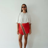 Stripe Knit Skirt - Red