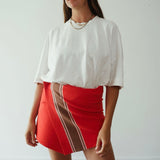 Stripe Knit Skirt - Red