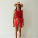 Stripe Knit Skirt - Red