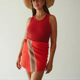 Stripe Knit Skirt - Red