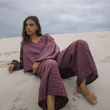 Ella Wrap Top -  Fig Hemp Check