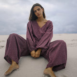 Ella Wrap Top -  Fig Hemp Check