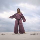 Ella Wrap Top -  Fig Hemp Check