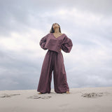Ella Wrap Top -  Fig Hemp Check
