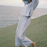 Ella Wrap Top Cloud Plaid