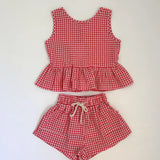 Checky Swing Top - Chilli