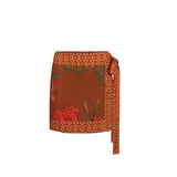Cuban Tropical Wrap Skirt - Coffee