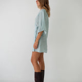 Mia Wrap Mini Dress- Blue Beige Gingham