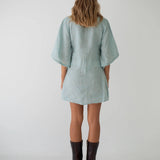 Mia Wrap Mini Dress- Blue Beige Gingham